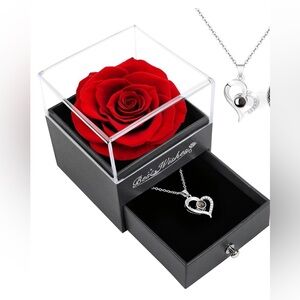 Best Wishes Rose Box with Necklace